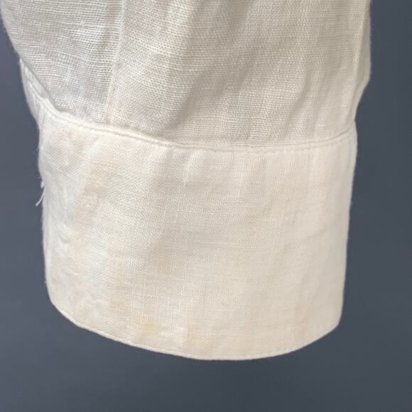 BYBLOS Size L Cream Gold Embroidery Linen One Pocket Long Sleeve Shirt - Picture 7 of 13